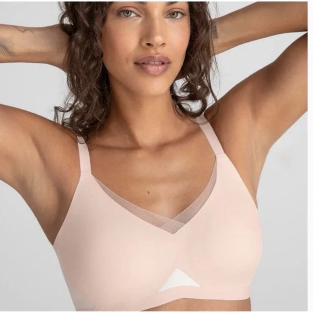 Honeylove 2X Bra Crossover Wireless Full Coverage Petal Pink Padded Back Closure